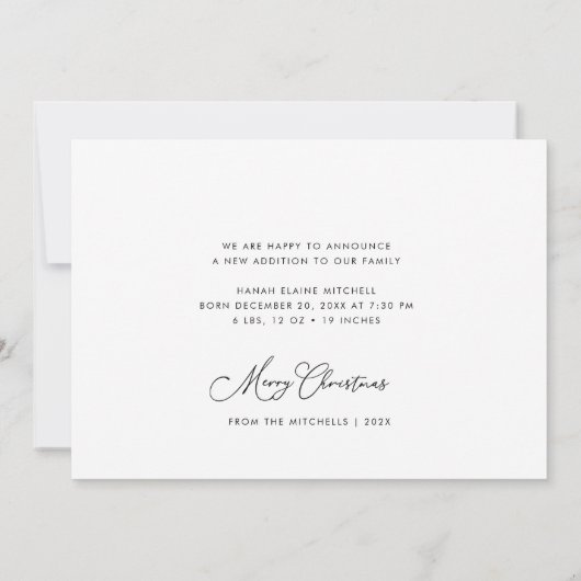 クリスマス休暇の誕生日のお知らせカード 案内状 (裏面)