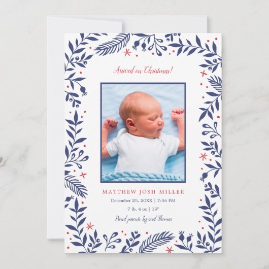 クリスマス休暇の誕生発表 シーズンカード (正面)