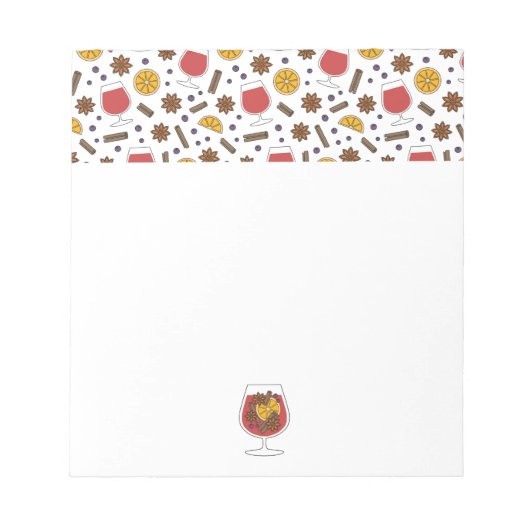 クリスマス休暇の赤いマルドワインスパイス ノートパッド (正面)