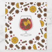 クリスマス休暇の赤いマルドワインスパイス ワインラベル (シングルラベル)