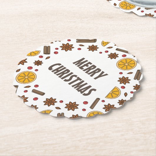 クリスマス休暇の赤ワインのスパイシーなカクテル ペーパーコースター (アングル)