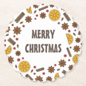 クリスマス休暇の赤ワインのスパイシーなカクテル ペーパーコースター (正面)