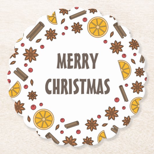 クリスマス休暇の赤ワインのスパイシーなカクテル ペーパーコースター (正面)