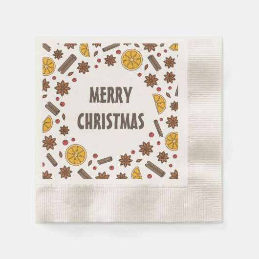 クリスマス休暇の赤ワインのスパイシーなカクテル 縁ありカクテルナプキン (正面)