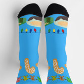 クリスマス休暇の青いジンジャーブレッドの贈り物 ソックス (上部)