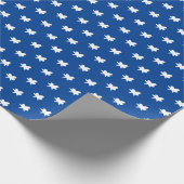 クリスマス休暇の青い白い雪の模様 ラッピングペーパー (角)