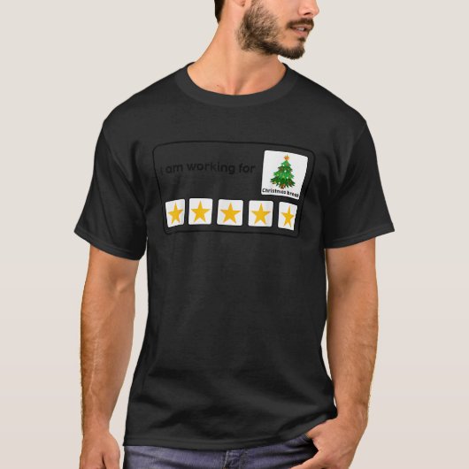 クリスマス休暇も仕事 5つ星 クリスマスツリー Tシャツ (正面)
