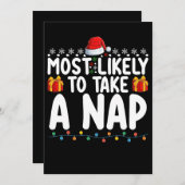 クリスマス休暇を取る可能性が最も高い昼寝 招待状 (正面/裏面)