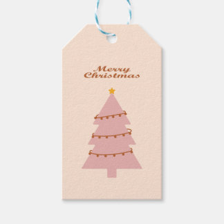 クリスマス休暇を祝うピンクのクリスマスツリー ギフトタグ