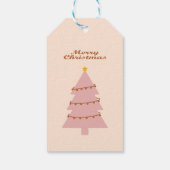 クリスマス休暇を祝うピンクのクリスマスツリー ギフトタグ (裏面)