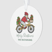 クリスマス休暇サンタの自転車カスタム オーナメント (正面)
