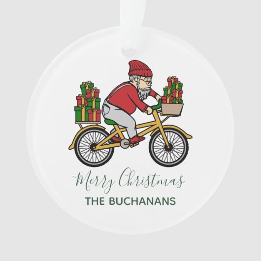 クリスマス休暇サンタの自転車カスタム オーナメント (正面)