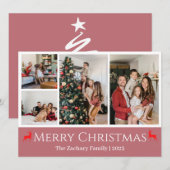 クリスマス休暇スクリプトファミリーフォトコラージュ シーズンカード (正面/裏面)