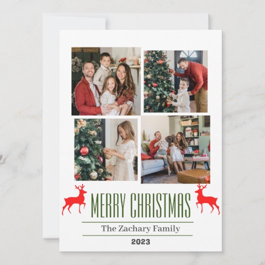 クリスマス休暇スクリプトファミリーフォトコラージュ シーズンカード (正面)