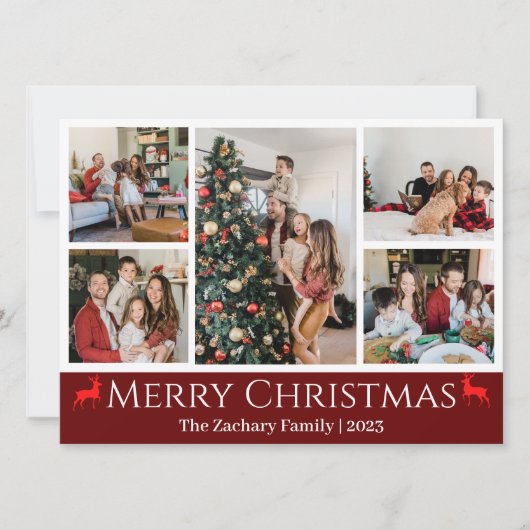 クリスマス休暇スクリプトファミリーフォトコラージュ シーズンカード (正面)
