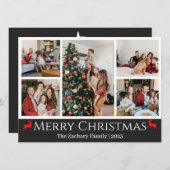 クリスマス休暇スクリプトファミリーフォトコラージュ シーズンカード (正面/裏面)