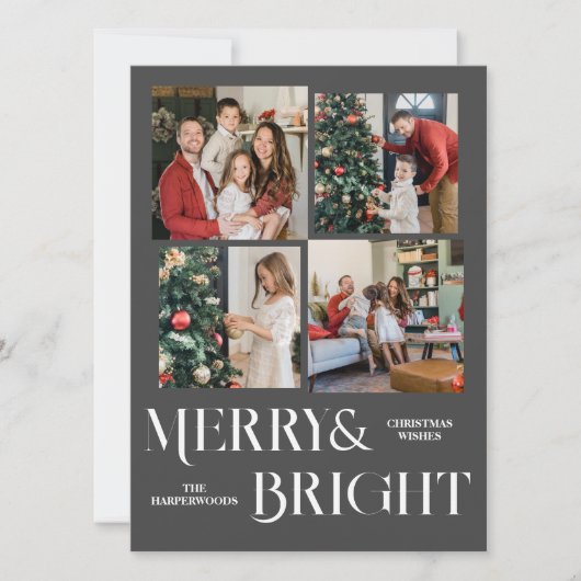 クリスマス休暇スクリプトファミリーフォトコラージュ シーズンカード (正面)