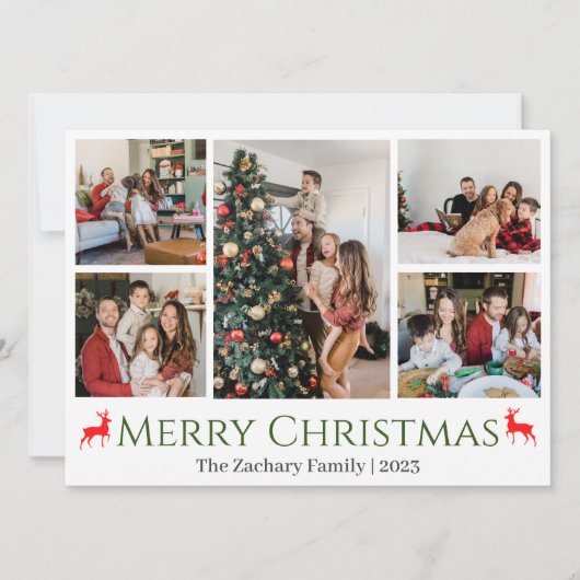 クリスマス休暇スクリプトファミリーフォトコラージュ シーズンカード (正面)