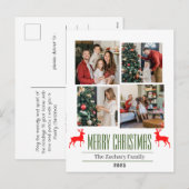 クリスマス休暇スクリプトファミリーフォトコラージュ シーズンポストカード (正面/裏面)