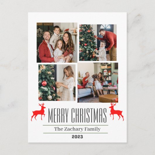 クリスマス休暇スクリプトファミリーフォトコラージュ シーズンポストカード (正面)