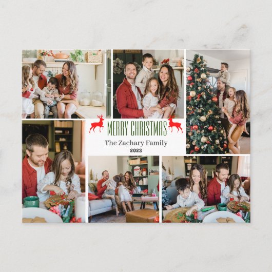 クリスマス休暇スクリプトファミリーフォトコラージュ シーズンポストカード (正面)