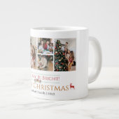 クリスマス休暇スクリプトファミリーフォトコラージュ ジャンボコーヒーマグカップ (正面右)