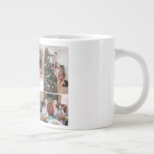 クリスマス休暇スクリプトファミリーフォトコラージュ ジャンボコーヒーマグカップ (右)
