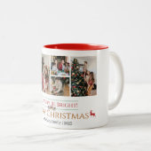 クリスマス休暇スクリプトファミリーフォトコラージュ ツートーンマグカップ (正面右)