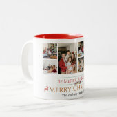 クリスマス休暇スクリプトファミリーフォトコラージュ ツートーンマグカップ (正面左)