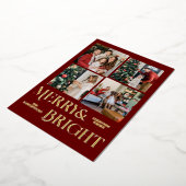 クリスマス休暇スクリプトファミリーフォトコラージュ 箔シーズンカード (回転した状態)