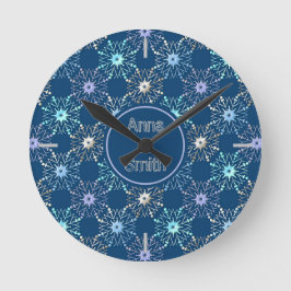 クリスマス休暇パターン。文字。 ラウンド壁時計