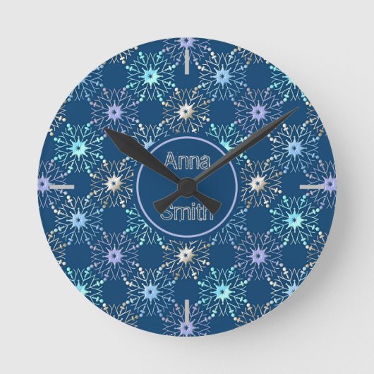 クリスマス休暇パターン。文字。 ラウンド壁時計 (正面)