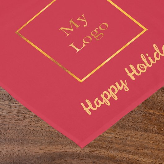 クリスマス休暇レッド金ゴールドサロンビジネスロゴ ショートテーブルランナー