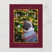 クリスマス休暇写真 |金ゴールド点 シーズンポストカード (正面)