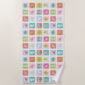 クリスマス休暇切手パターン ビーチタオル (正面)