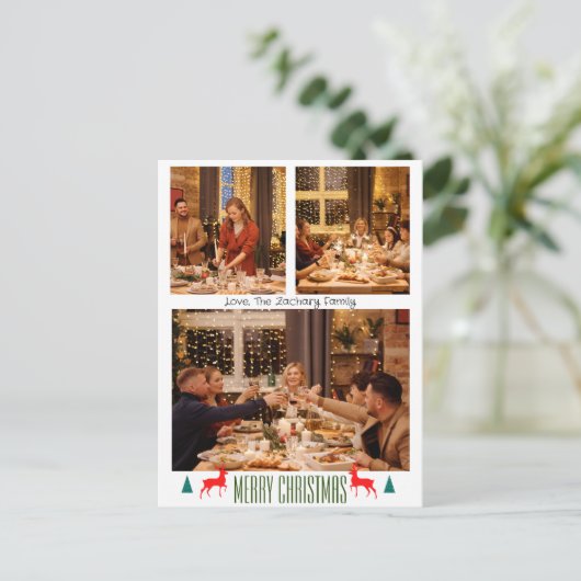 クリスマス休暇台本ファミリー3枚フォト シーズンポストカード (スタンド正面)