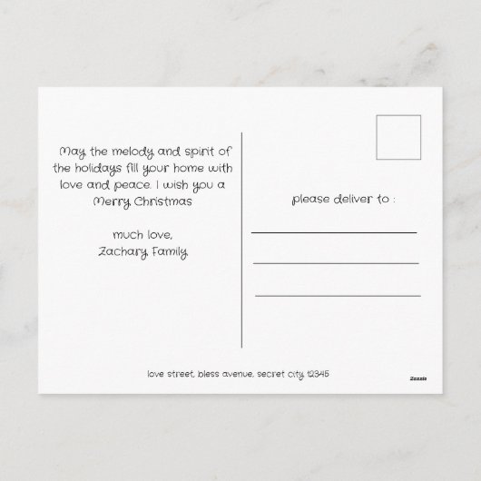 クリスマス休暇台本ファミリー3枚フォト シーズンポストカード (裏面)