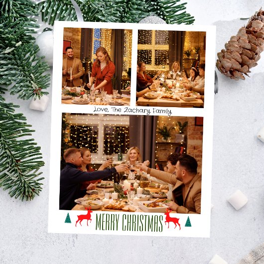 クリスマス休暇台本ファミリー3枚フォト シーズンポストカード