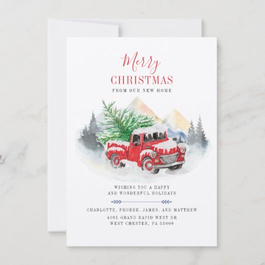 クリスマス休暇引越し素朴のお知らせ ノートカード (正面)