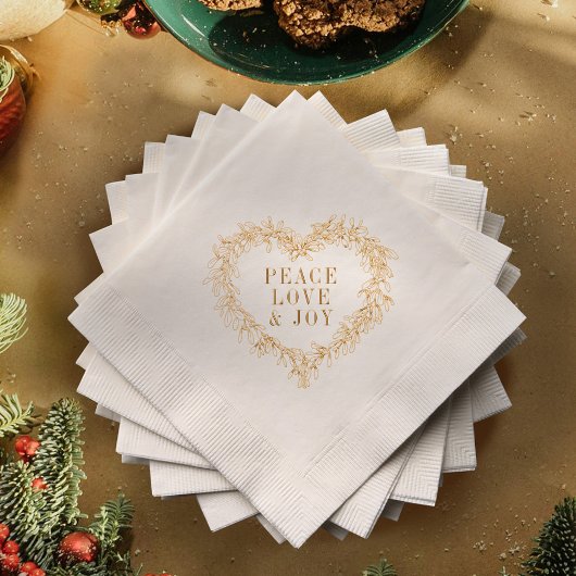 クリスマス休暇金ゴールドミスタントーハート平和の愛 箔ナプキン