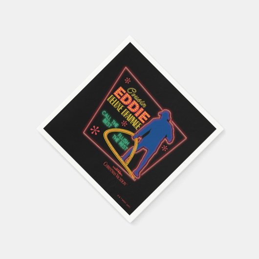 クリスマス休暇 |いとこのエディのネオンのサイン スタンダードカクテルナプキン (角)