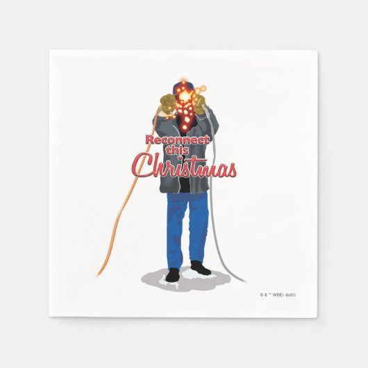 クリスマス休暇 |このクリスマスを再接続 スタンダードカクテルナプキン (正面)