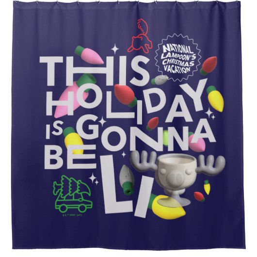 クリスマス休暇 |この休日はライトアップされる シャワーカーテン (正面)