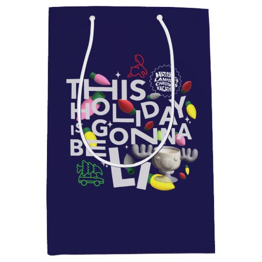 クリスマス休暇 |この休日はライトアップされる ミディアムペーパーバッグ (正面)