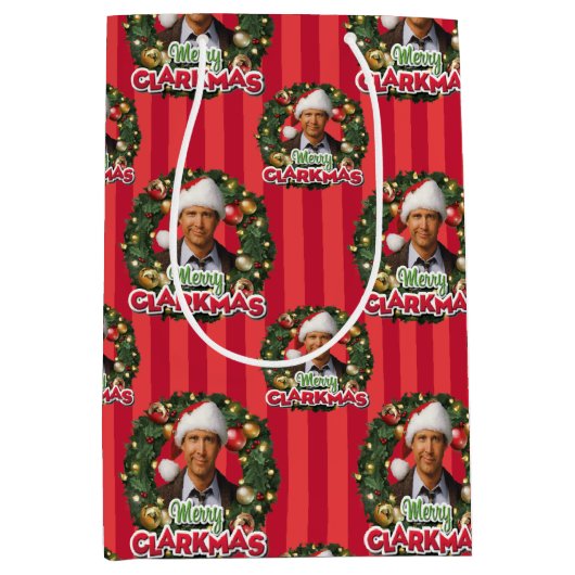 クリスマス休暇 |クラークメリーマスパターン ミディアムペーパーバッグ (正面)