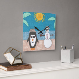 クリスマス休暇 スクエア壁時計