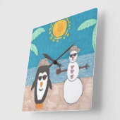 クリスマス休暇 スクエア壁時計 (傾斜)