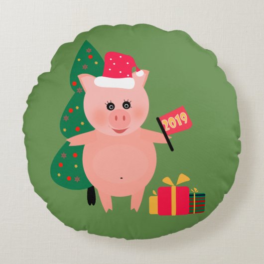 クリスマス休暇 ラウンドクッション (正面)