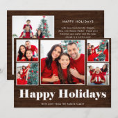 クリスマス休暇 | ラスティック フォト グリッド シーズンカード (正面/裏面)