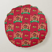 クリスマス休暇 |リスのパターンに喜びを ラウンドクッション (裏面)